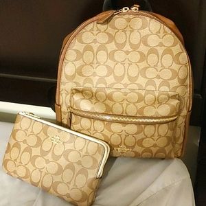 NWT authentic Coach backpack and wristlet